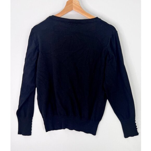 Cielo Viscose Long Sleeve V-Neck Cardigan W/ Decorative Buttons Black Womens 2XL - Picture 5 of 9